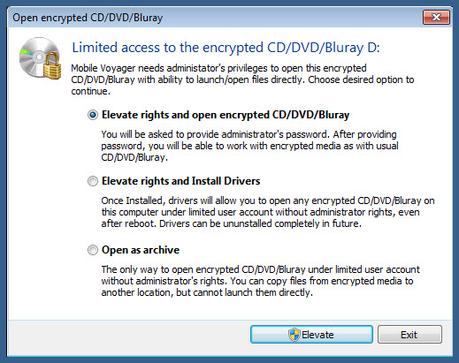 administratov priveleges to open encrypted usb flash drive on encrypted cd